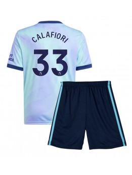 Arsenal Riccardo Calafiori #33 Ausweichtrikot für Kinder 2024-25 Kurzarm (+ Kurze Hosen)